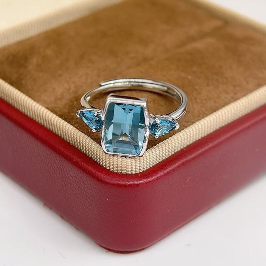 3.2ct S925 Silver Plated Platinum London Blue Topaz Ring